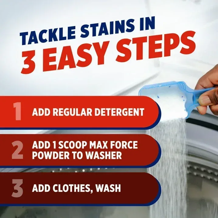 OxiClean Max Force Advanced Stain Remover Powder, To Use with Detergent, 3 lbs - Image 3