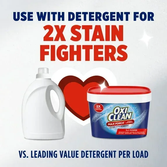 OxiClean Max Force Advanced Stain Remover Powder, To Use with Detergent, 3 lbs - Image 6