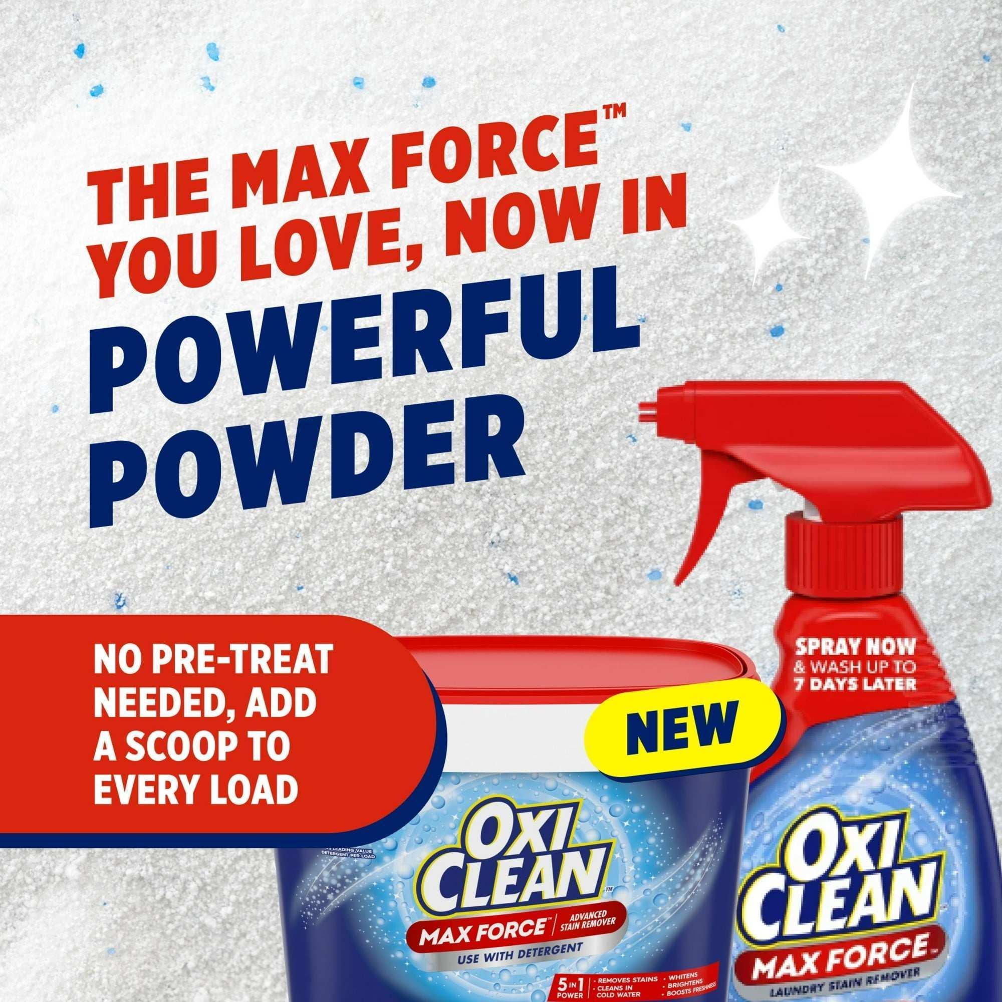 OxiClean Max Force Advanced Stain Remover Powder, To Use with Detergent, 3 lbs - Image 7