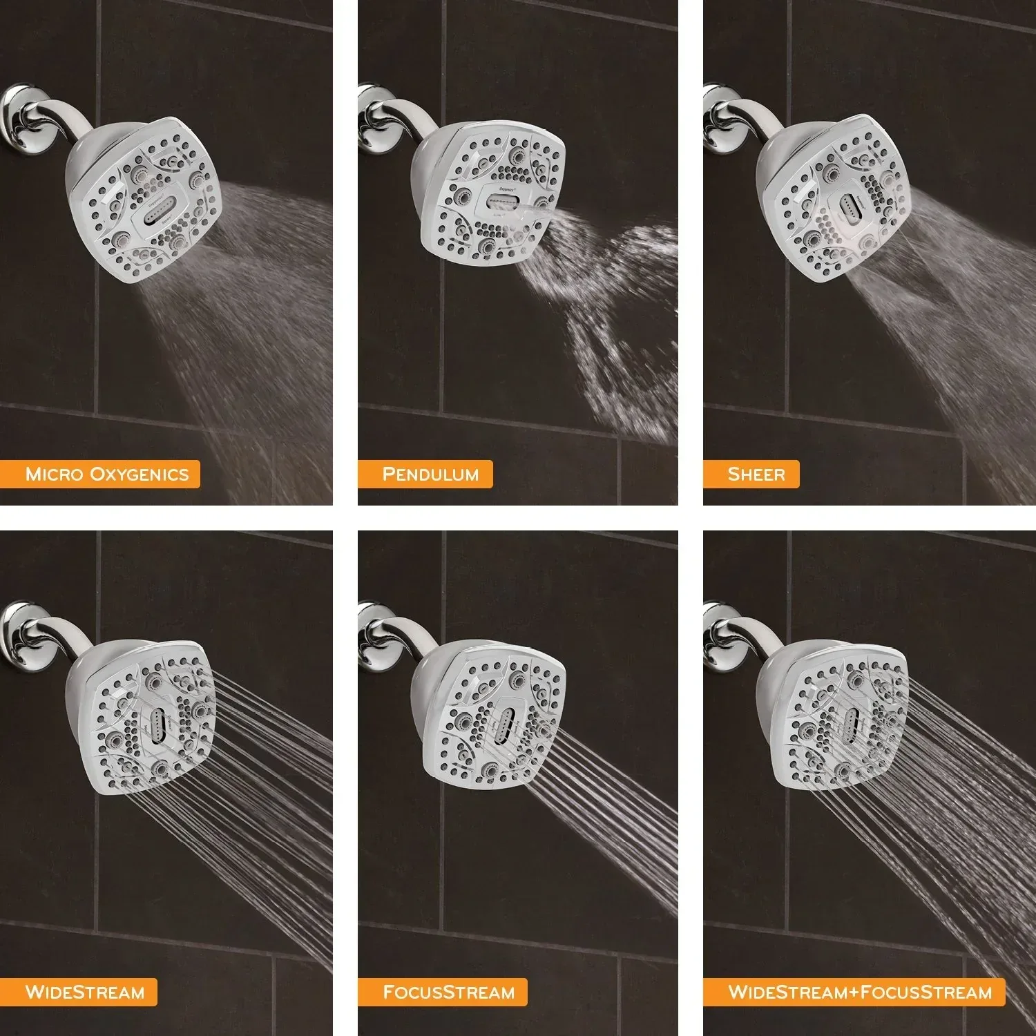 Oxygenics Square 6-Setting Fixed Shower Head (Assorted Colors) - Image 3