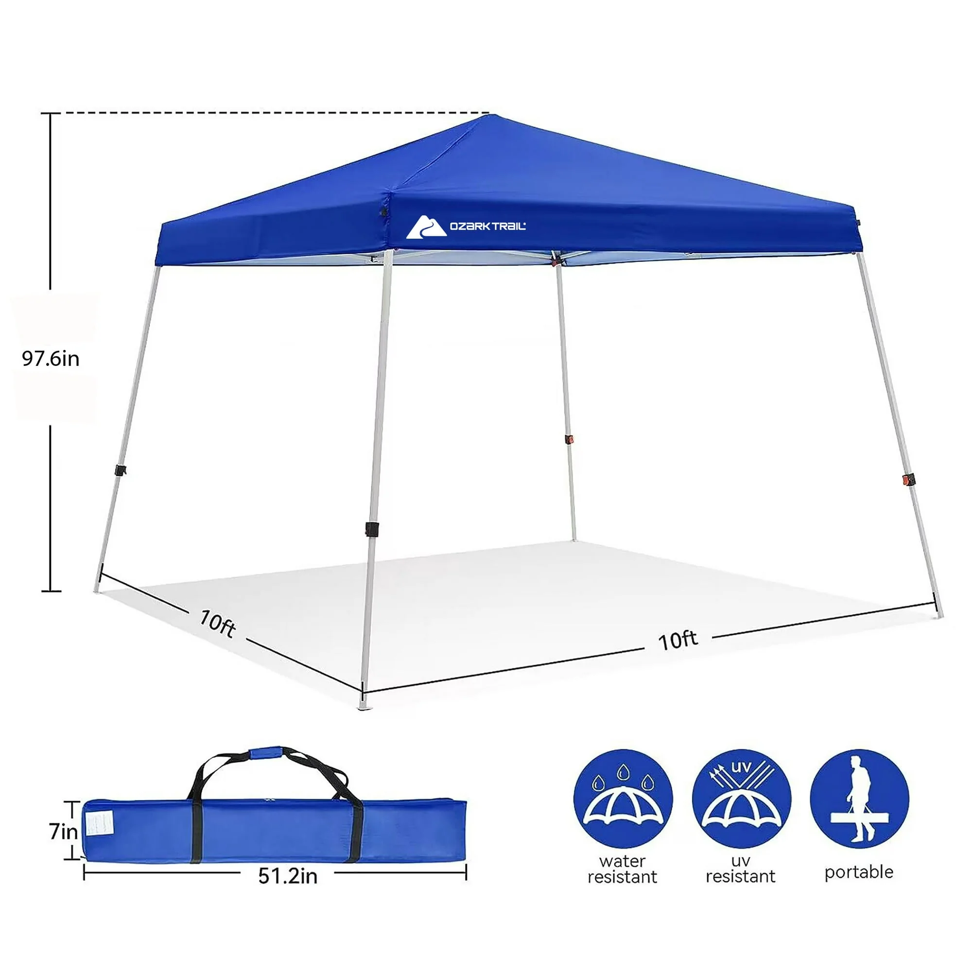 Ozark Trail 10' x 10' Instant Slant Leg Pop-up Canopy, Outdoor Shading Shelter - Image 14