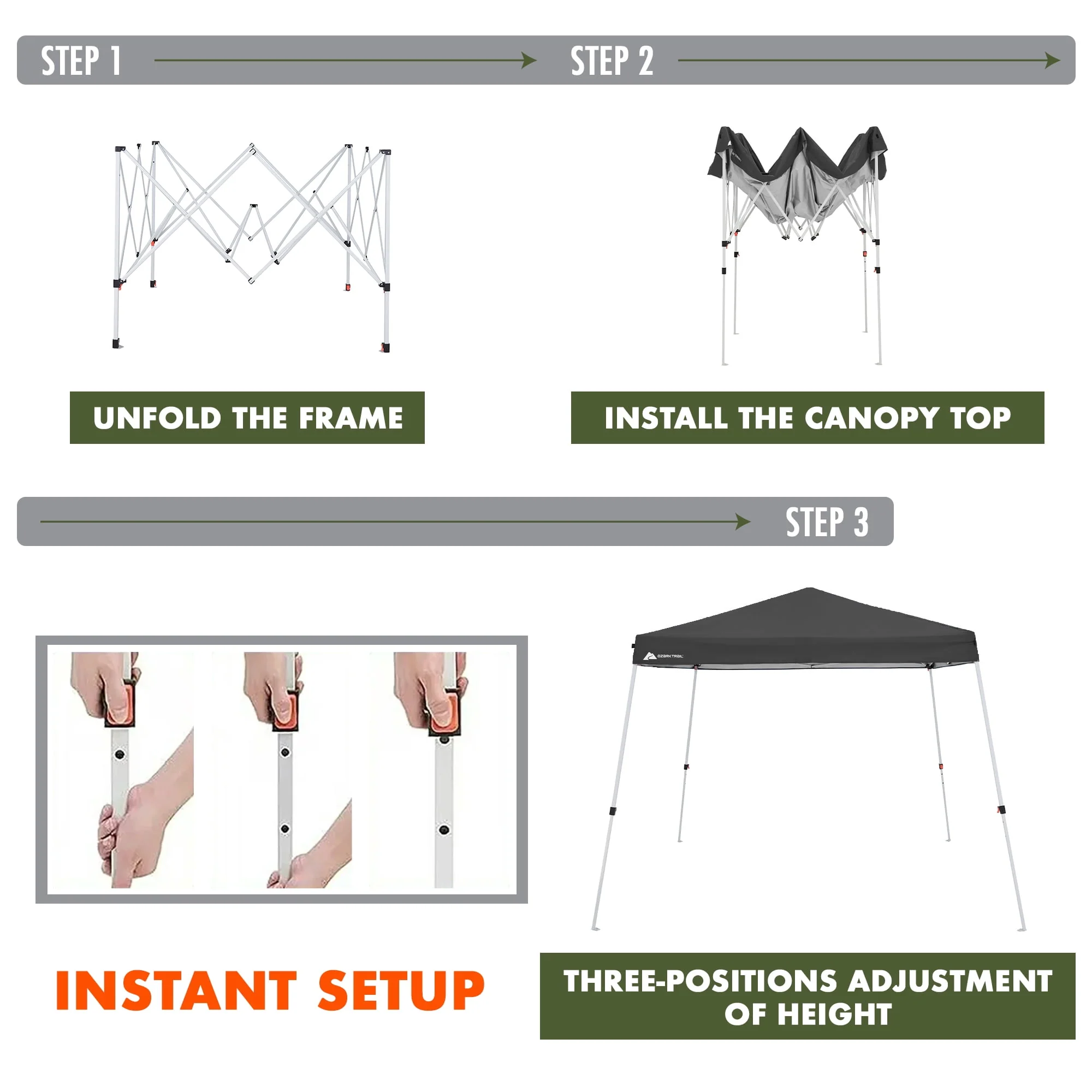 Ozark Trail 10' x 10' Instant Slant Leg Pop-up Canopy, Outdoor Shading Shelter - Image 5