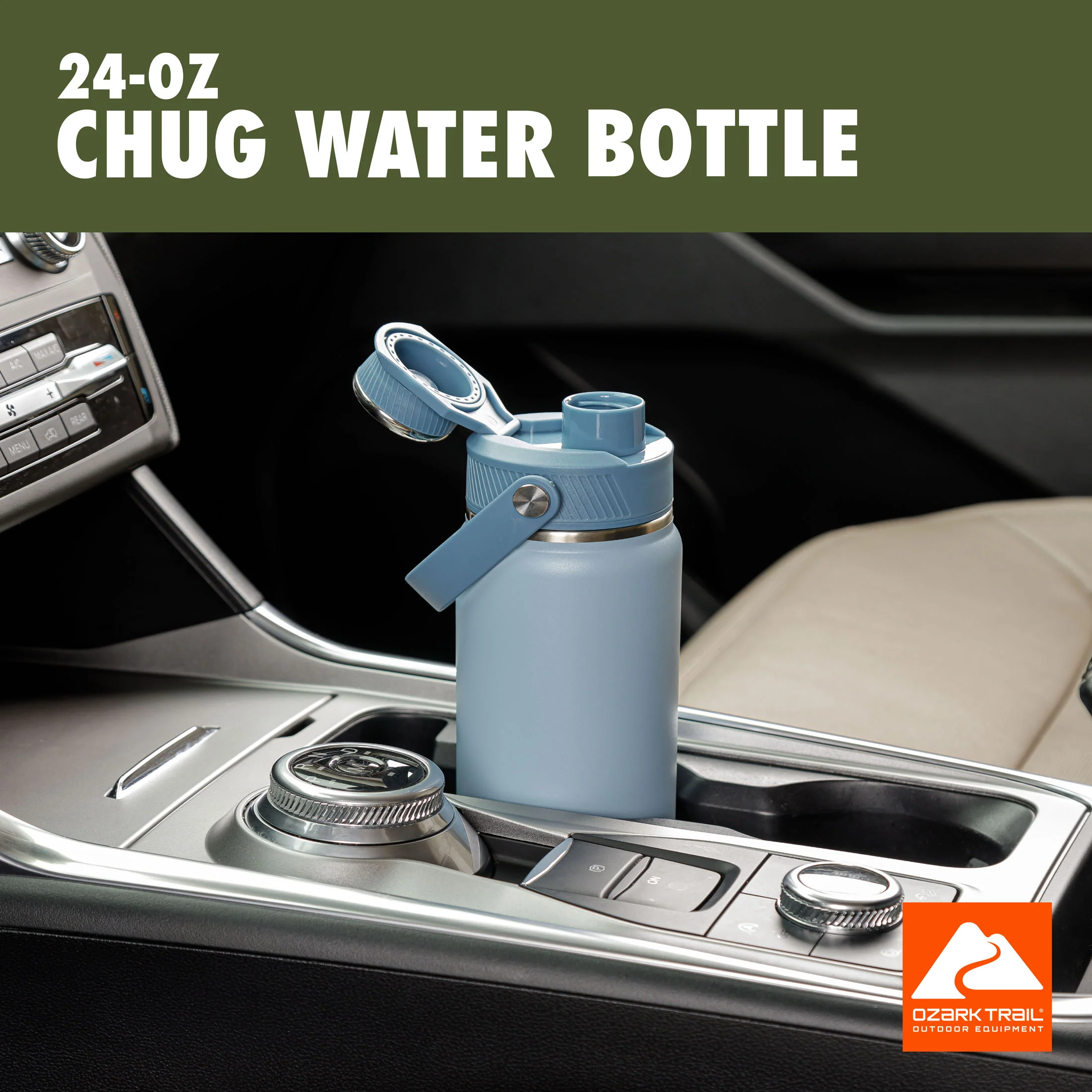 Ozark Trail 24 oz Stainless Steel Insulated Chug Water Bottle, Light Blue - Image 6