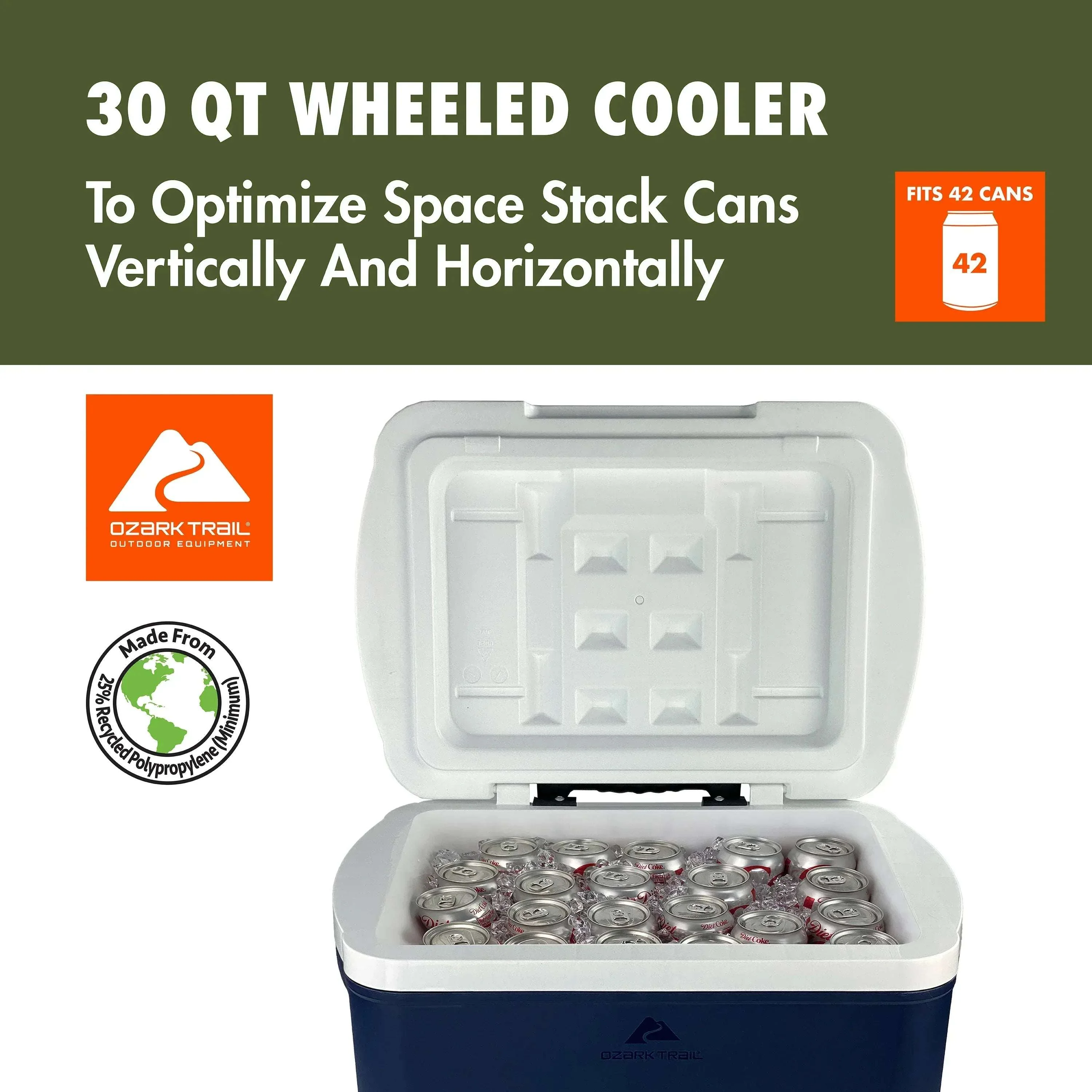 Ozark Trail 30 qt 42-Can Hard-Sided Wheeled Cooler - Image 4