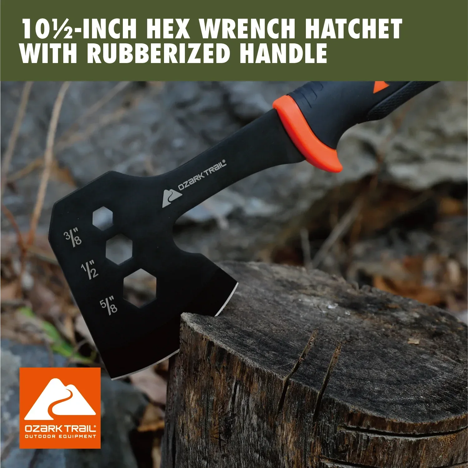 Ozark Trail 7-Piece Camping Tool Set with Hammer, Axe, Flashlight, and Knives, Batteries Included - Image 2