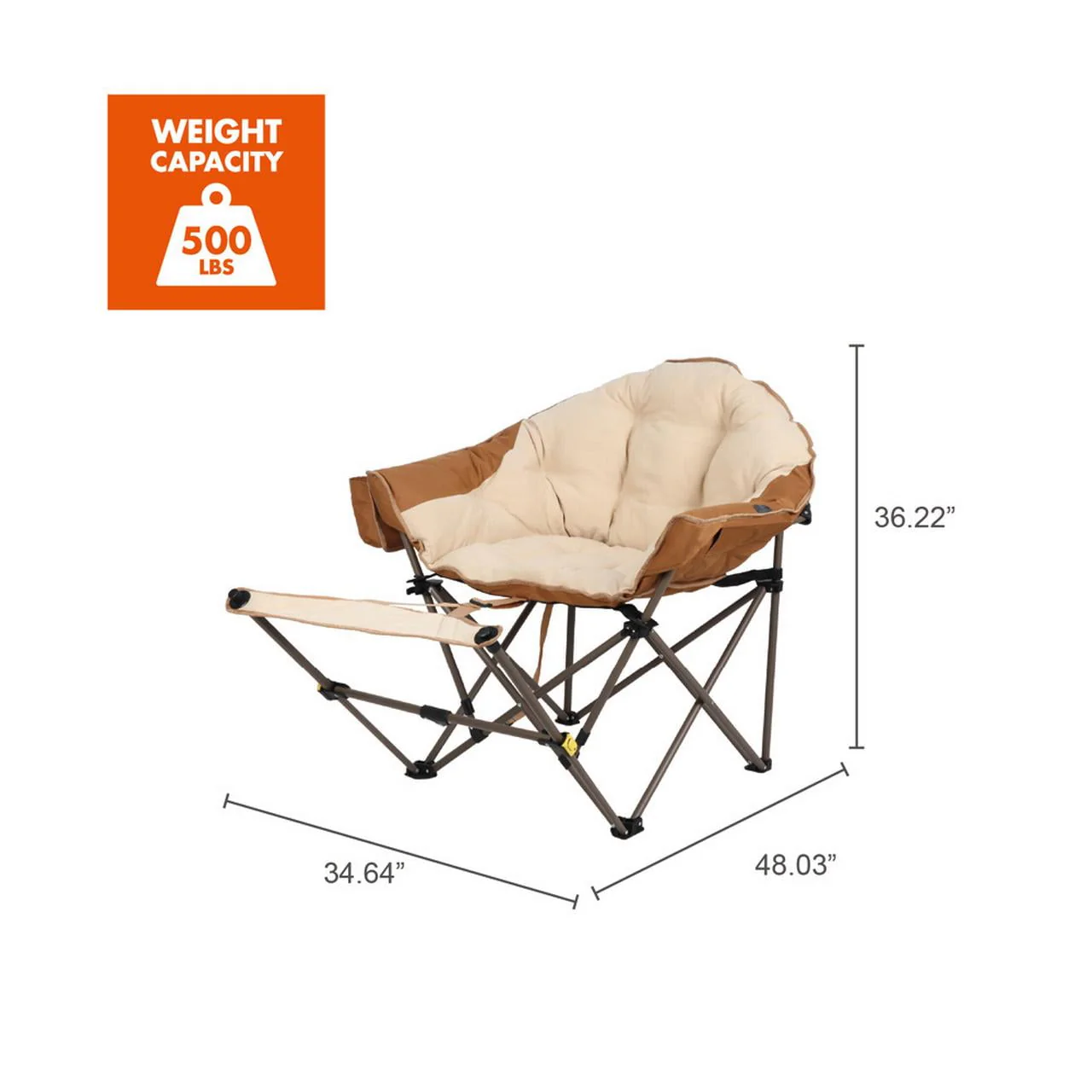 Ozark Trail Club Chair with Adjustable Footrest, Beige, Adult - Image 7