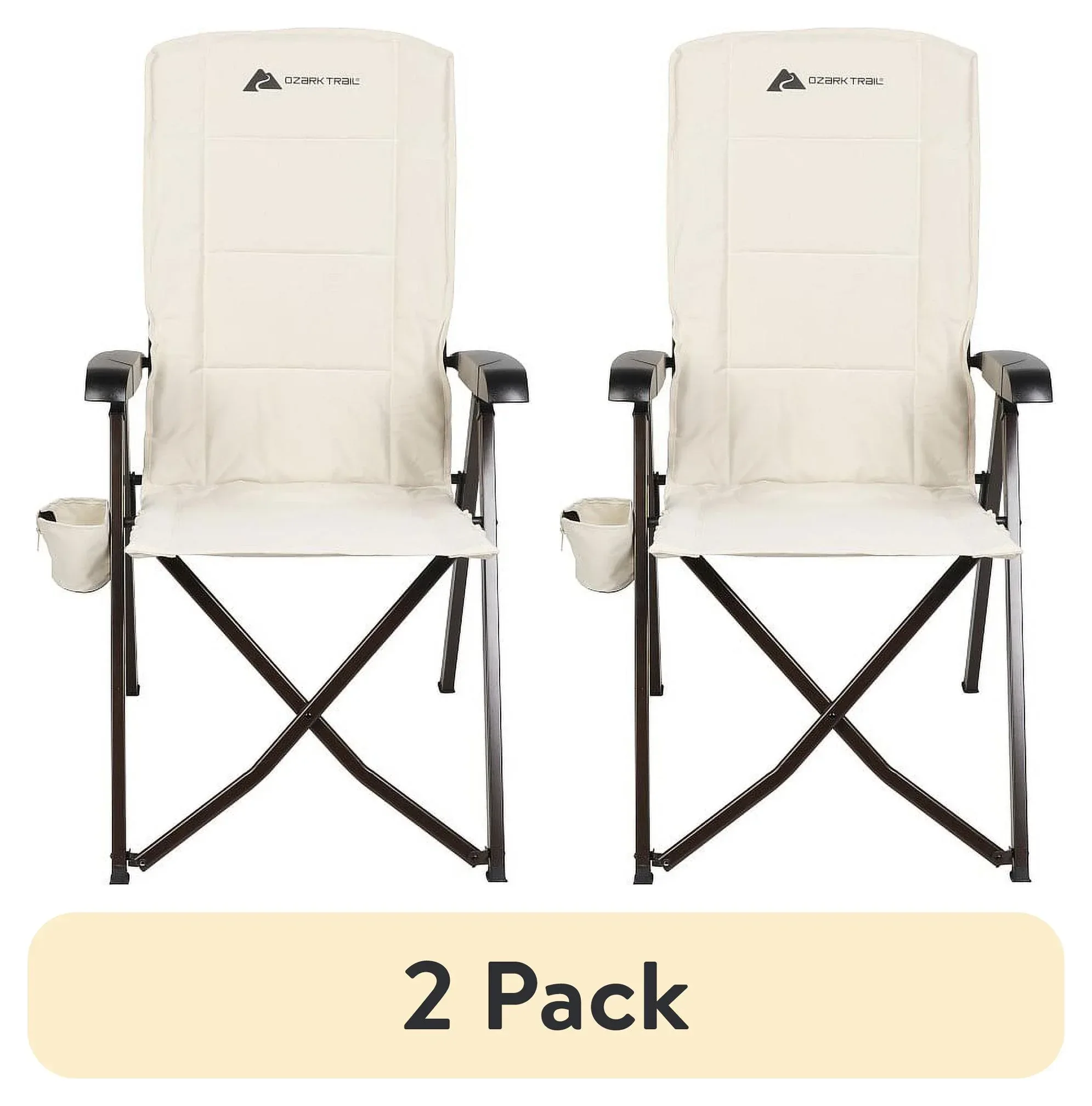 Ozark Trail Glamp High Back Reclining Lounge Chair with Adjustable Armrests, Creme - Image 8