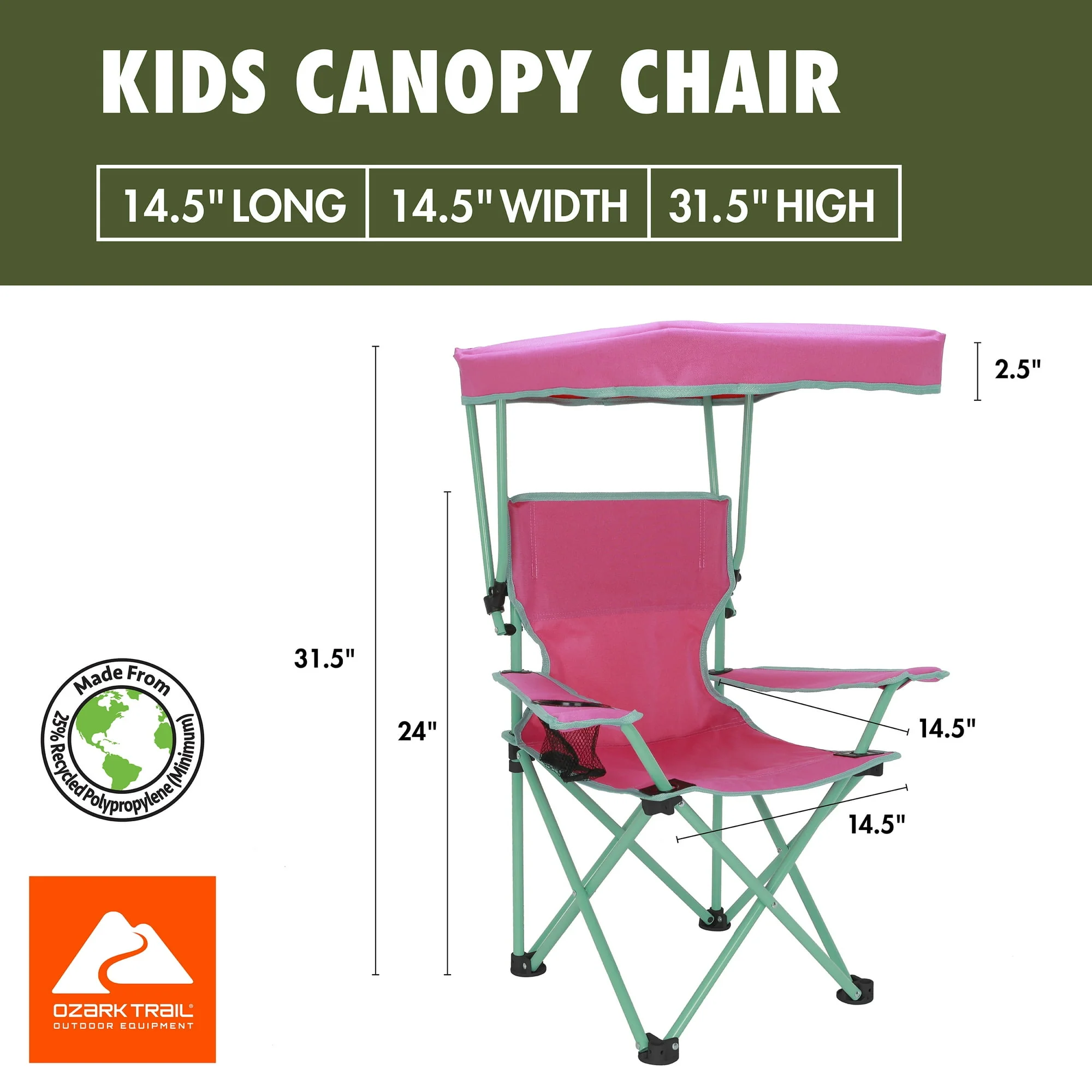 Ozark Trail Kids Canopy Chair with Safety Lock (125 lb. Capacity), - Image 4