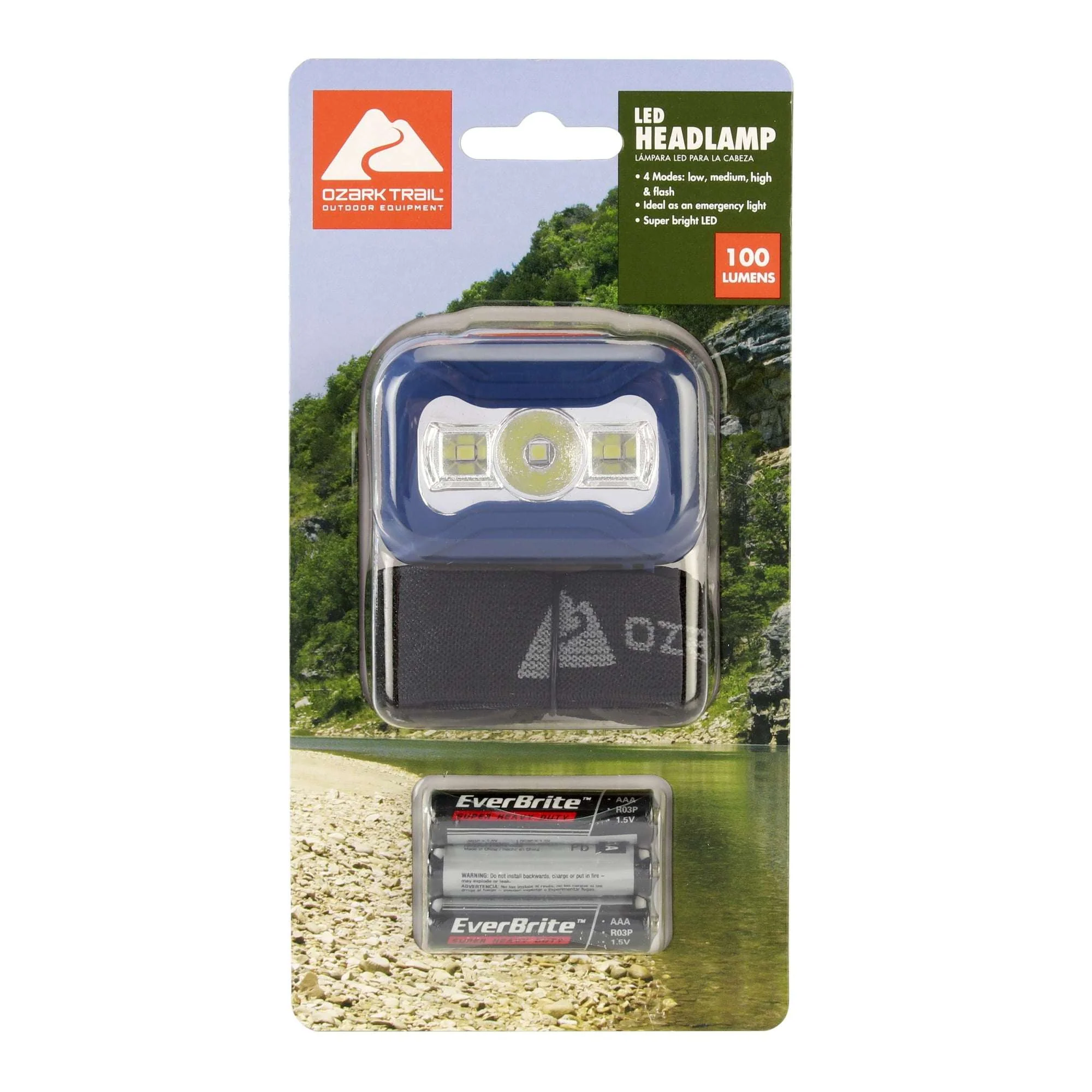 Ozark Trail LED 100 Lumens Headlamp, Blue, 3AAA Batteries Included - Image 5