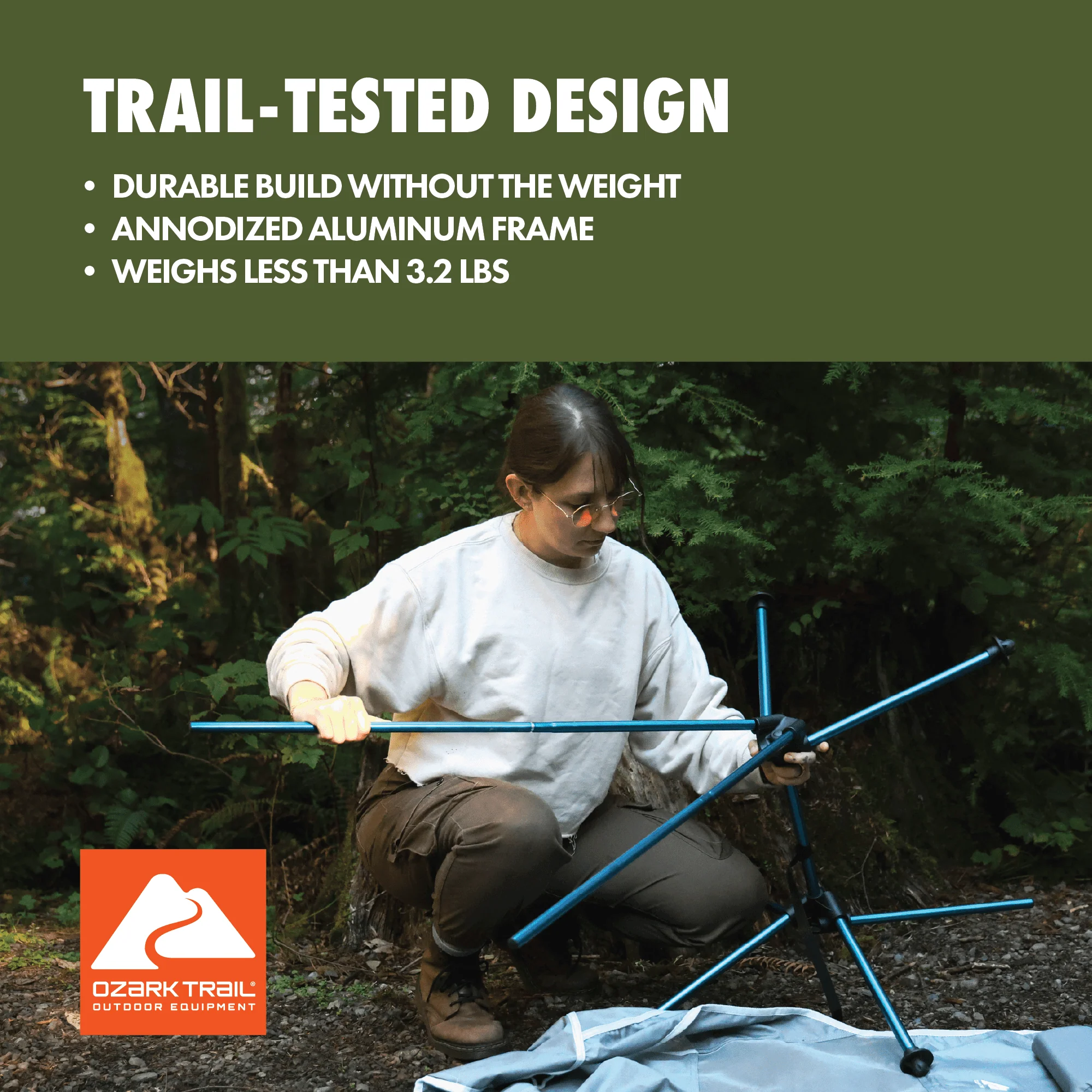 Ozark Trail Ultra-Light Packable High Back Polyester Camp Chair - Gray - Image 3
