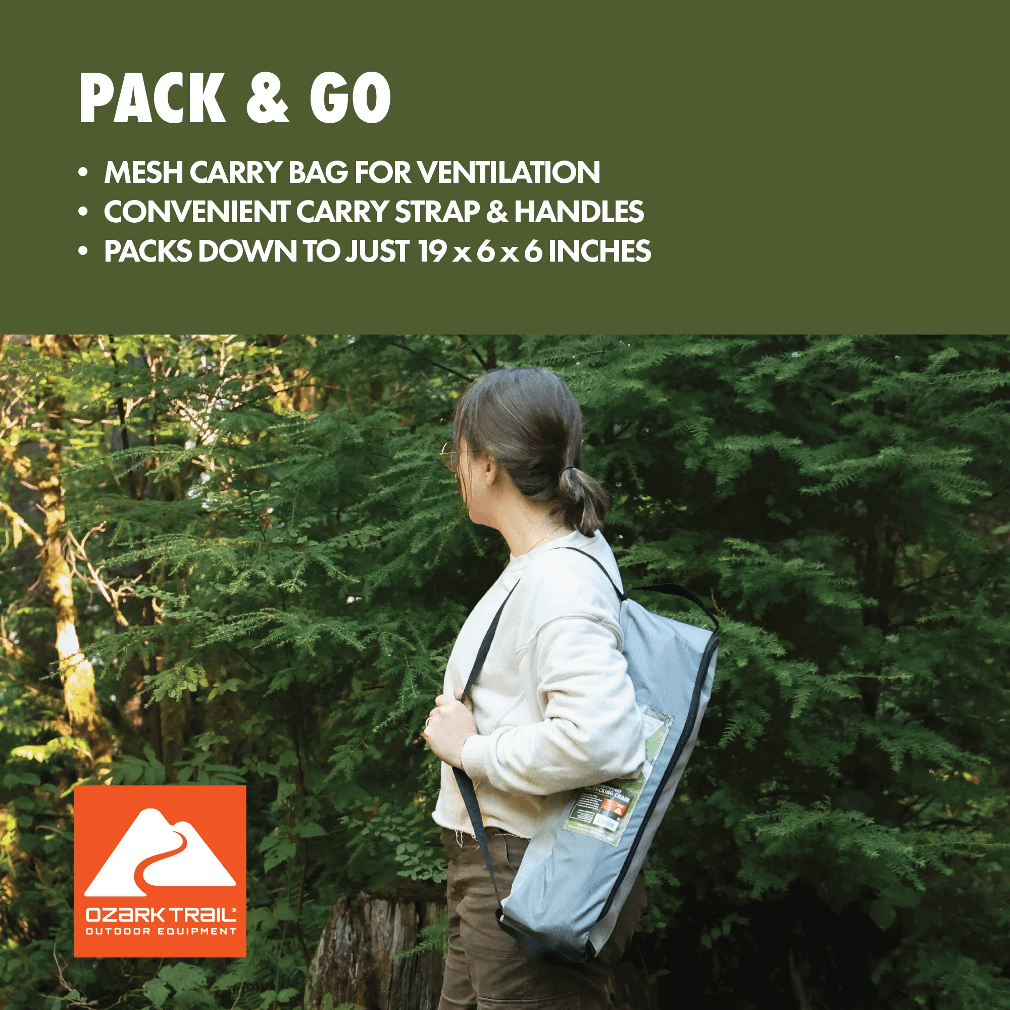 Ozark Trail Ultra-Light Packable High Back Polyester Camp Chair - Gray - Image 7