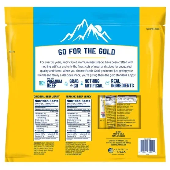 Pacific Gold Beef Jerky, Variety Pack, 15 oz, 12-count - Image 2