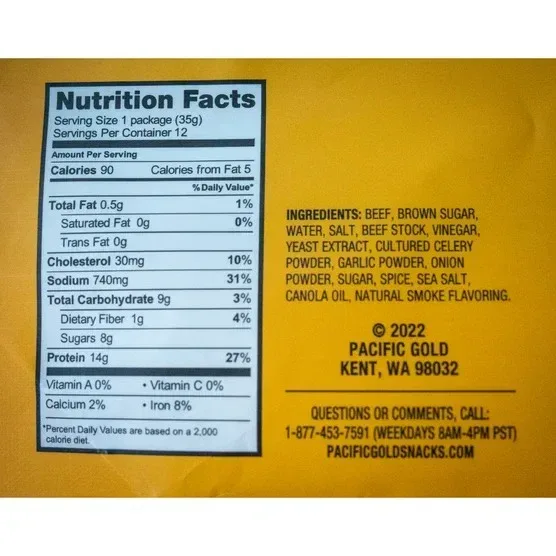 Pacific Gold Original Beef Jerky, 1.25 oz, 12-count - Image 3