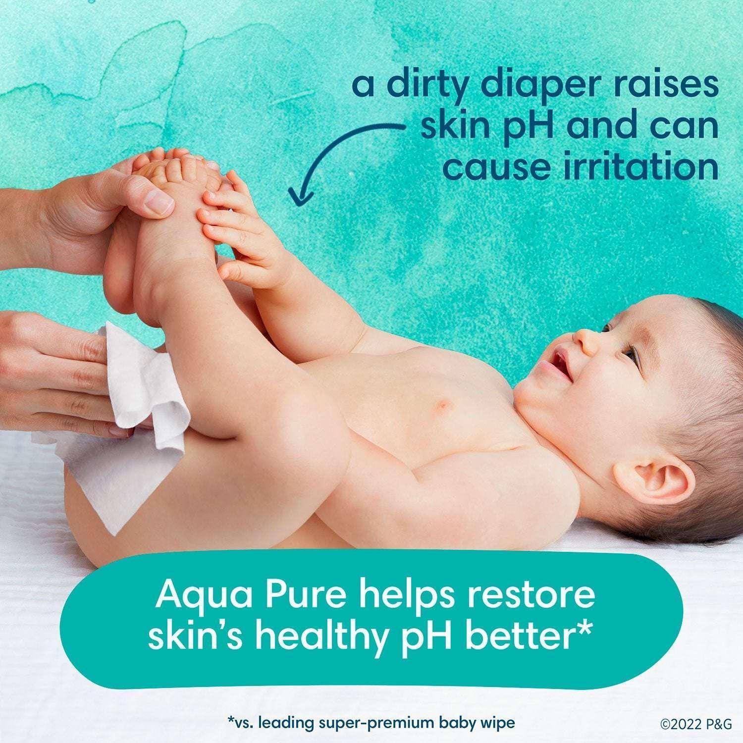 Pampers Aqua Pure Baby Wipes, Fragrance Free, 13 pk., 728 Wipes - Image 5