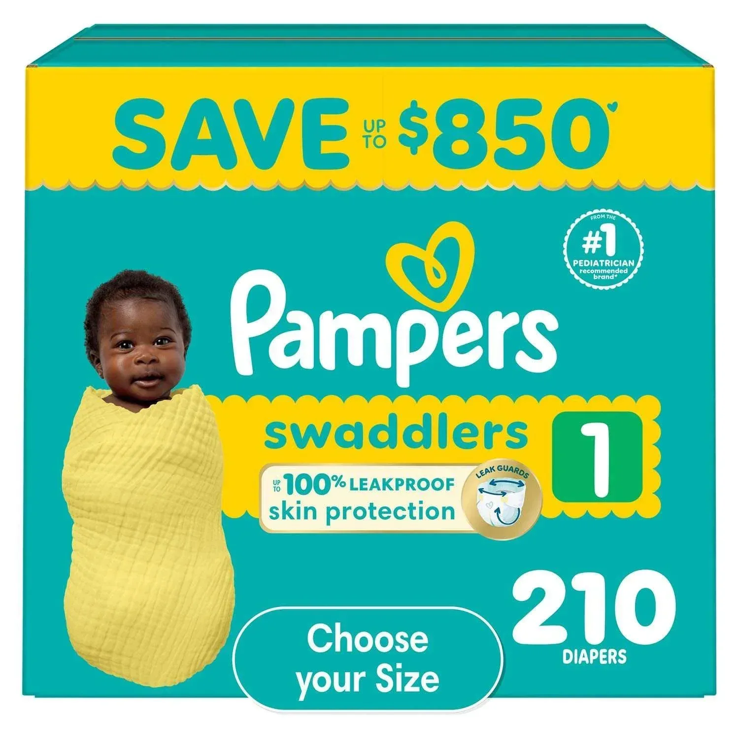 Pampers Swaddlers Diapers, Sizes Newborn-8 - Image 2