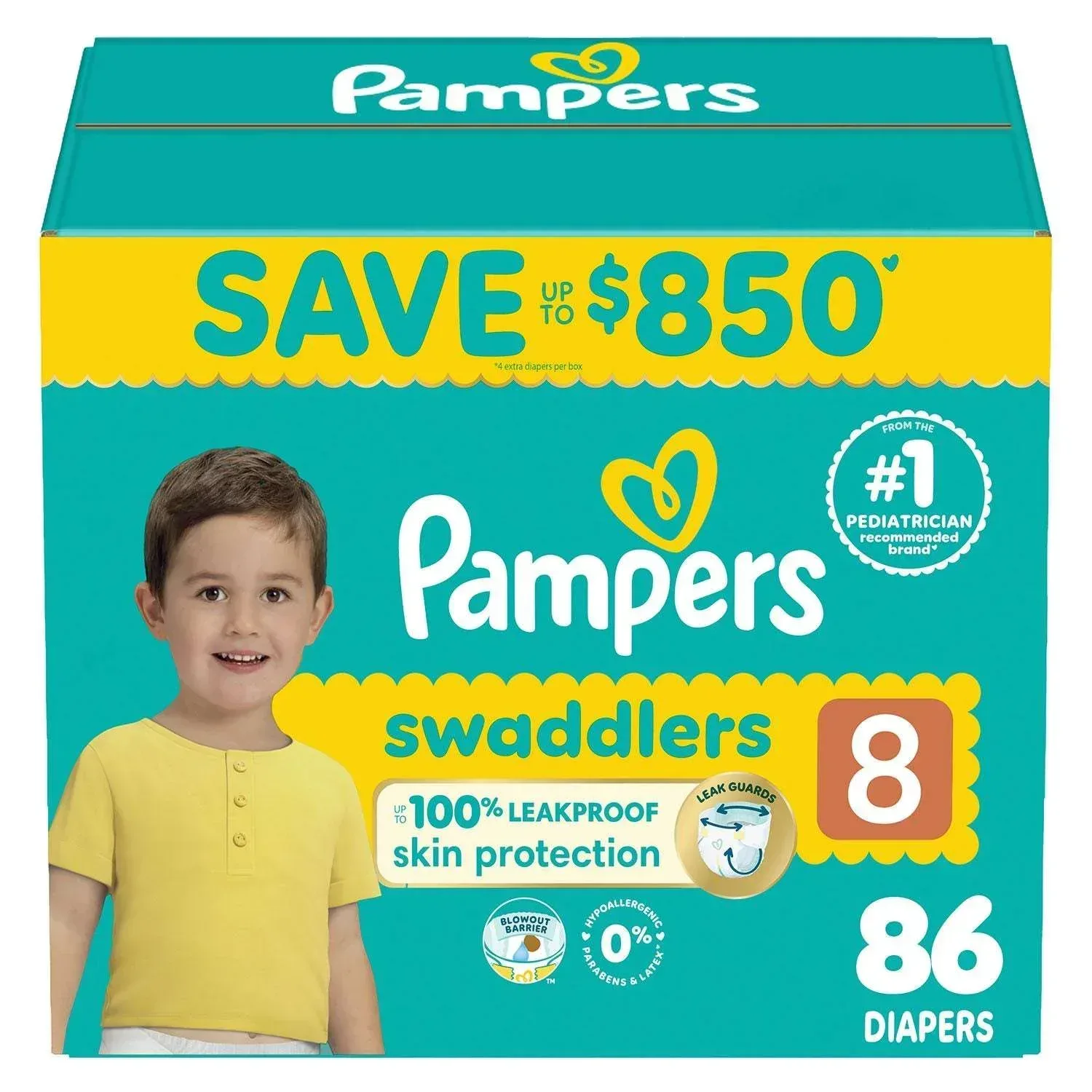 Pampers Swaddlers Diapers, Sizes Newborn-8 - Image 9