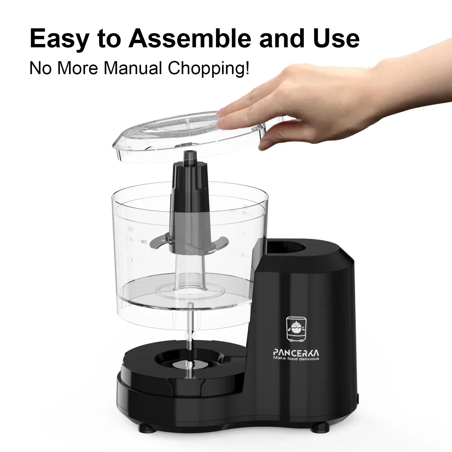 PANCERKA Electric Food Chopper, 1.5Cup Food Processor, BRL-7003, Black - Image 8