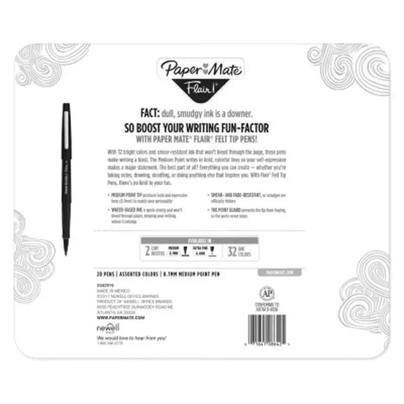 Paper Mate Flair Pens, Assorted Colors, Pack of 20 - Image 3