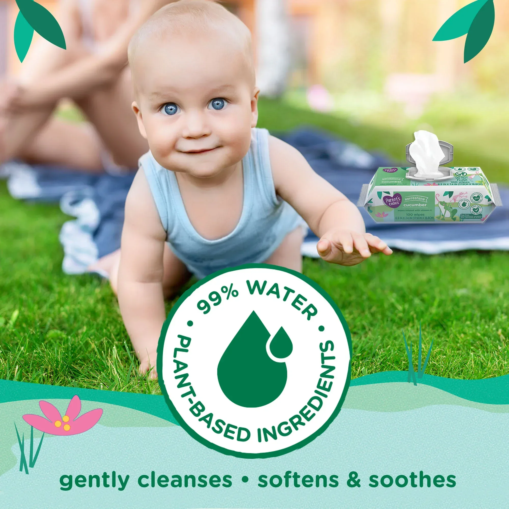 Parent's Choice Refreshing Cucumber Baby Wipes, 300 Count - Image 4