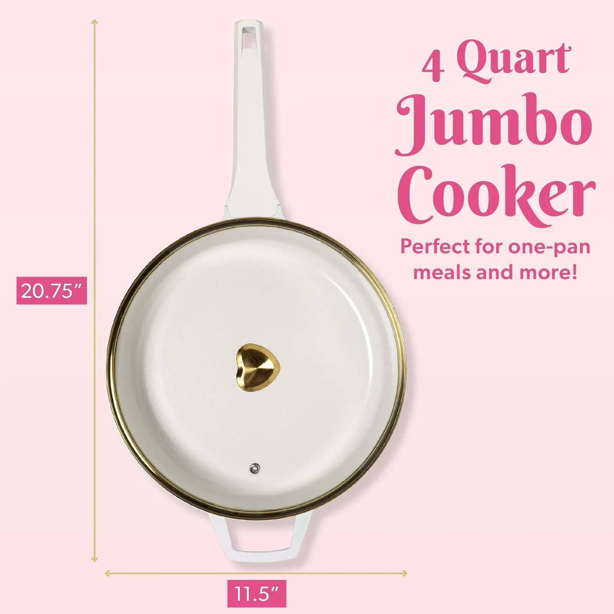 Paris Hilton 4 Quart Cast Aluminum Jumbo Cooker, White Rainbow Iridescent - Image 2