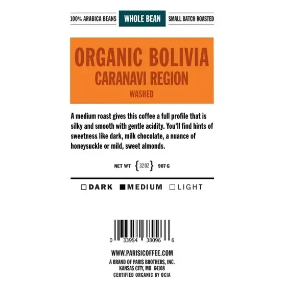 Parisi Artisan Coffee Bolivian Organic Blend Whole Bean 2 lb, 2-pack - Image 3