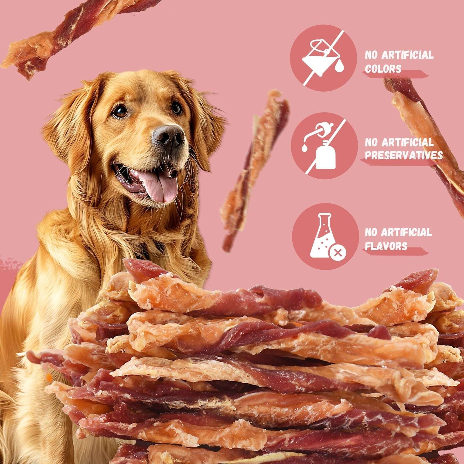 Pawmate Chicken Jerky & Duck & Cod Twist Dog Treats, Premium Pure Meat Snacks for All Dogs, 28-29 Count - Image 3