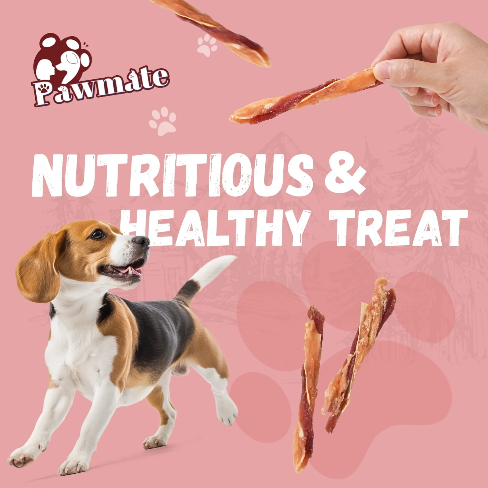 Pawmate Chicken Jerky & Duck & Cod Twist Dog Treats, Premium Pure Meat Snacks for All Dogs, 28-29 Count - Image 9