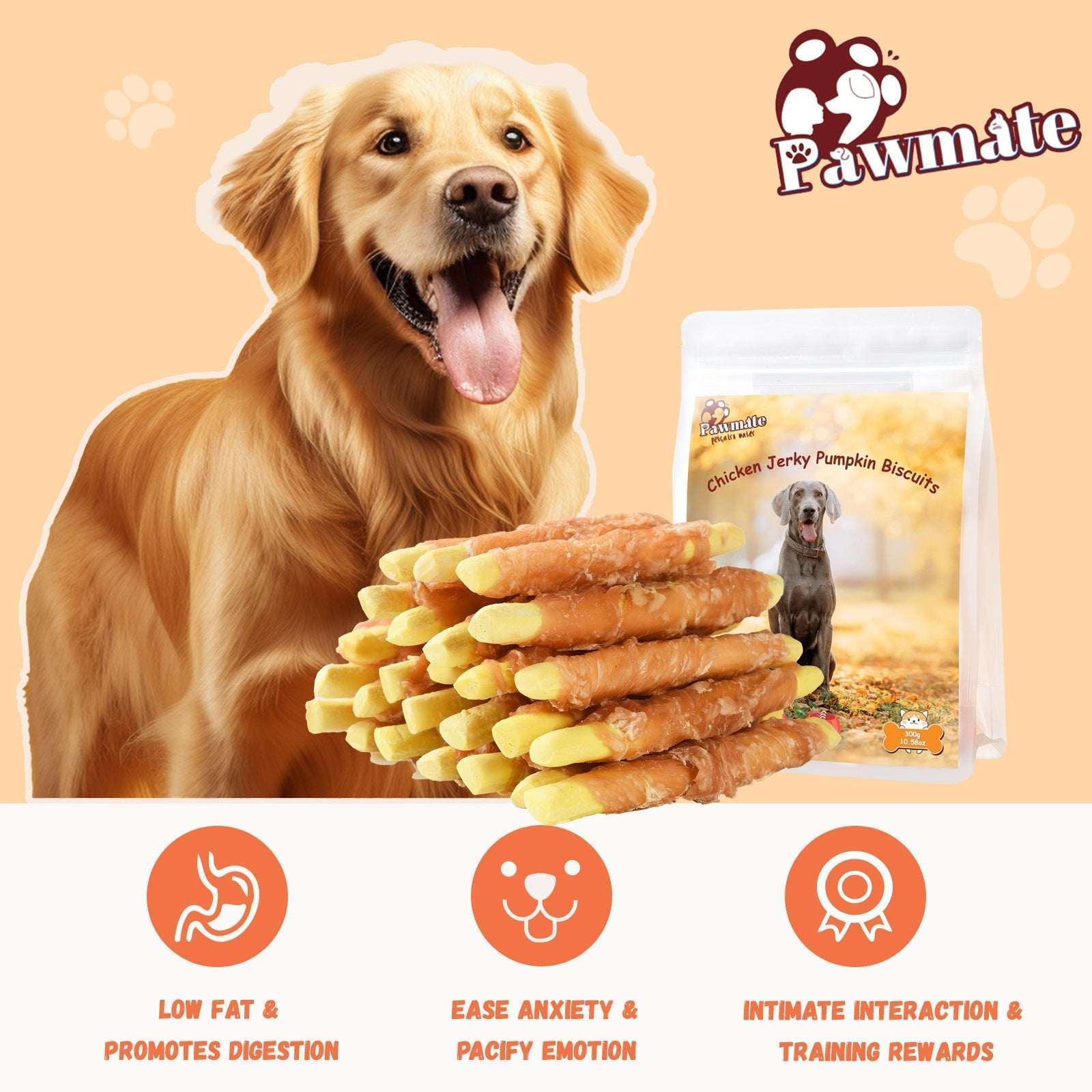 Pawmate Chicken Jerky Wrapped Pumpkin Biscuits Dog Treats, Promote Digestion Soft Chews for All Dogs, 11 oz - Image 6