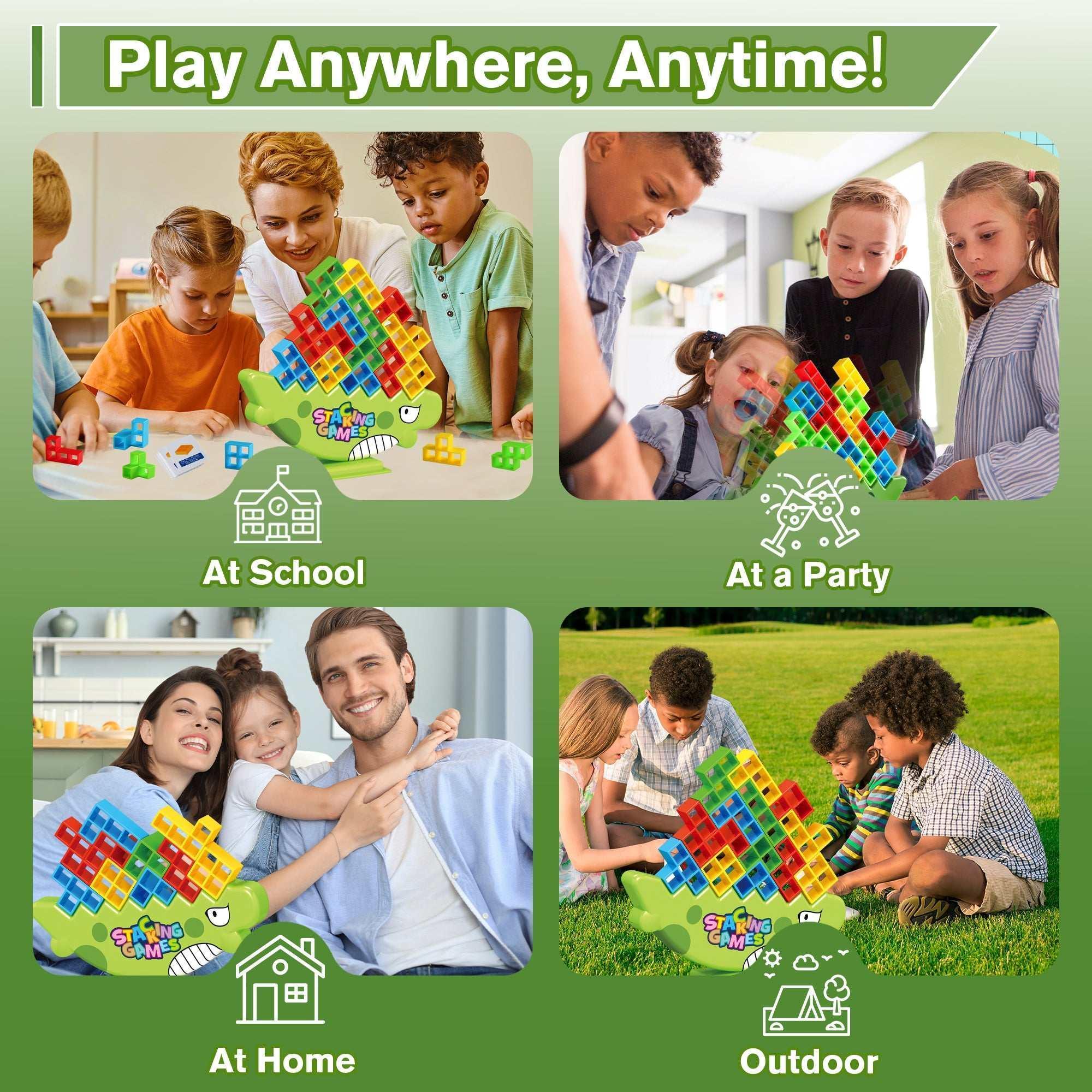 PBALPADL Dinosaur Balance Stacking Blocks by Lktvy. 48PCS Educational STEM Toy for Kids Ages 3+, Safe ABS Construction, Fun Family Game for Focus & Fine Motor Skills - Image 4