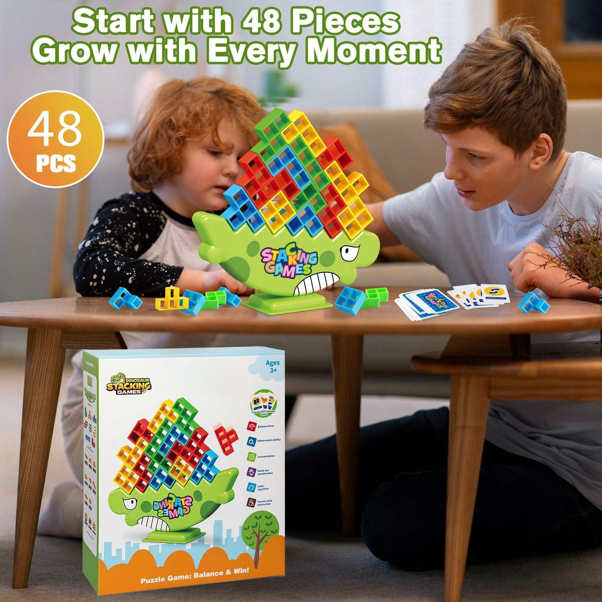 PBALPADL Dinosaur Balance Stacking Blocks by Lktvy. 48PCS Educational STEM Toy for Kids Ages 3+, Safe ABS Construction, Fun Family Game for Focus & Fine Motor Skills - Image 7