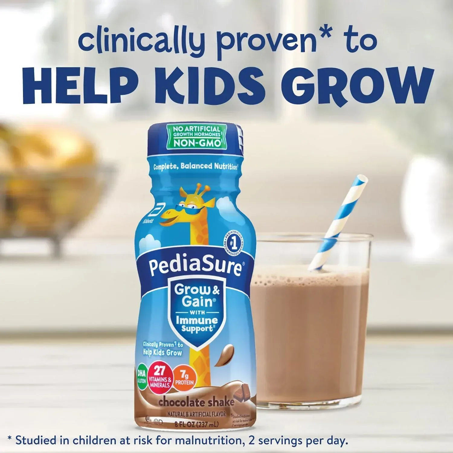 Pediasure Grow and Gain Nutrition Shake for Kids, Chocolate (8 Fl. Oz., 24 Pk.) - Image 3
