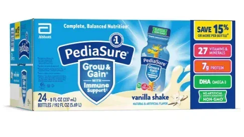 PediaSure Grow & Gain Kids' Nutritional Shake Vanilla Ready-to-Drink Bottles, 24 pk./8 fl. oz. - Image 2