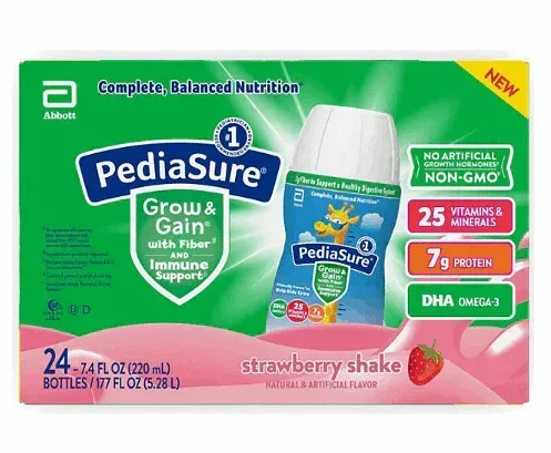 PediaSure Nutritional Grow & Gain Shake with Fiber, Strawberry 7.4 fl. oz., 24 pk.