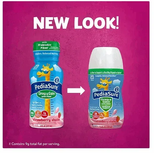 PediaSure Nutritional Grow & Gain Shake with Fiber, Strawberry 7.4 fl. oz., 24 pk. - Image 3