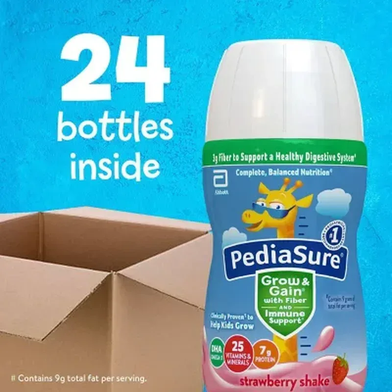Pediasure Nutritional Grow & Gain Shake with Fiber, Strawberry (7.4 Fl. Oz., 24 Pk.) - Image 10