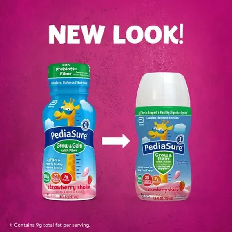 Pediasure Nutritional Grow & Gain Shake with Fiber, Strawberry (7.4 Fl. Oz., 24 Pk.) - Image 2