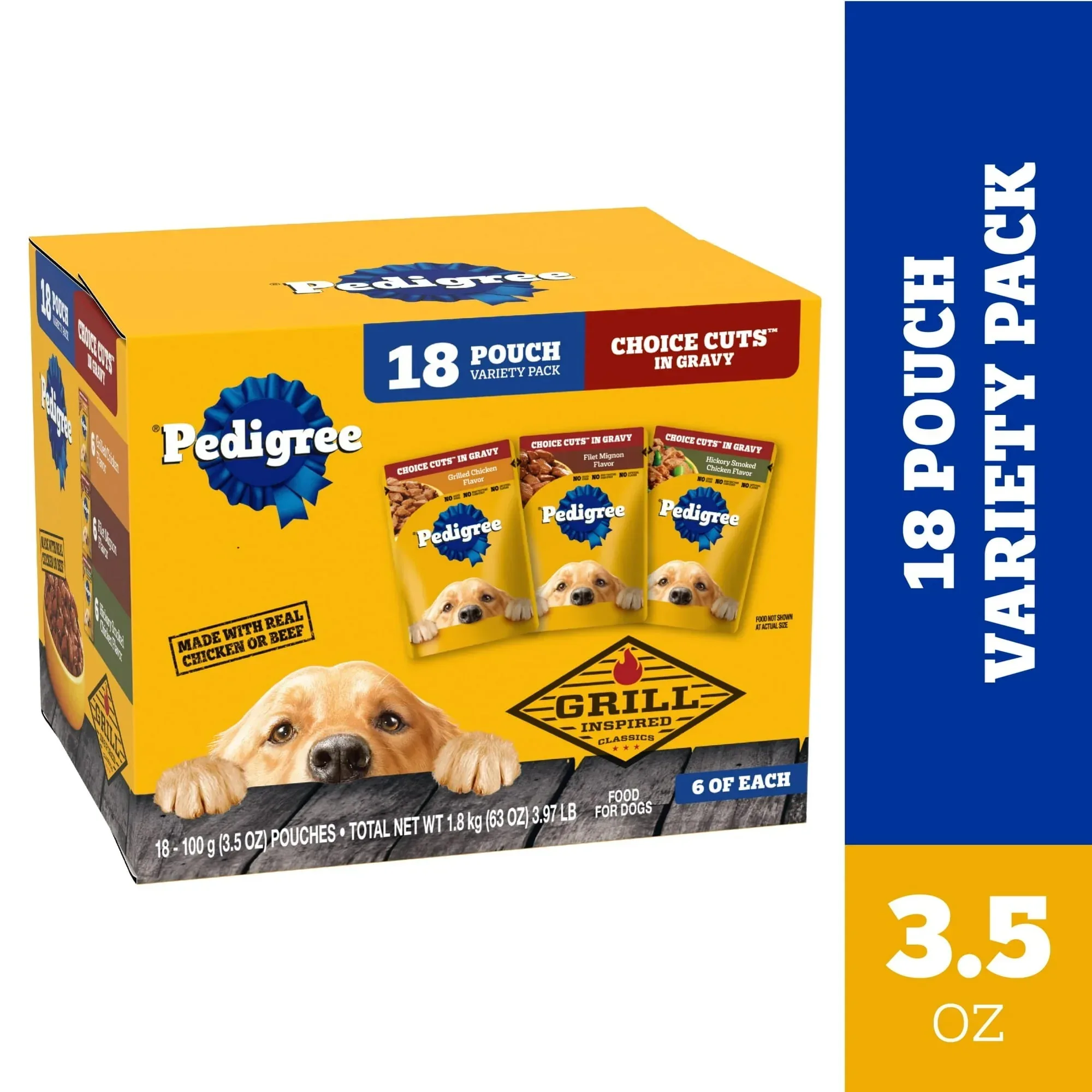 Pedigree Choice Cuts In Gravy Adult Soft Wet Dog Food Variety Pack, 3.5 Oz Pouches (18 Pack) - Image 3