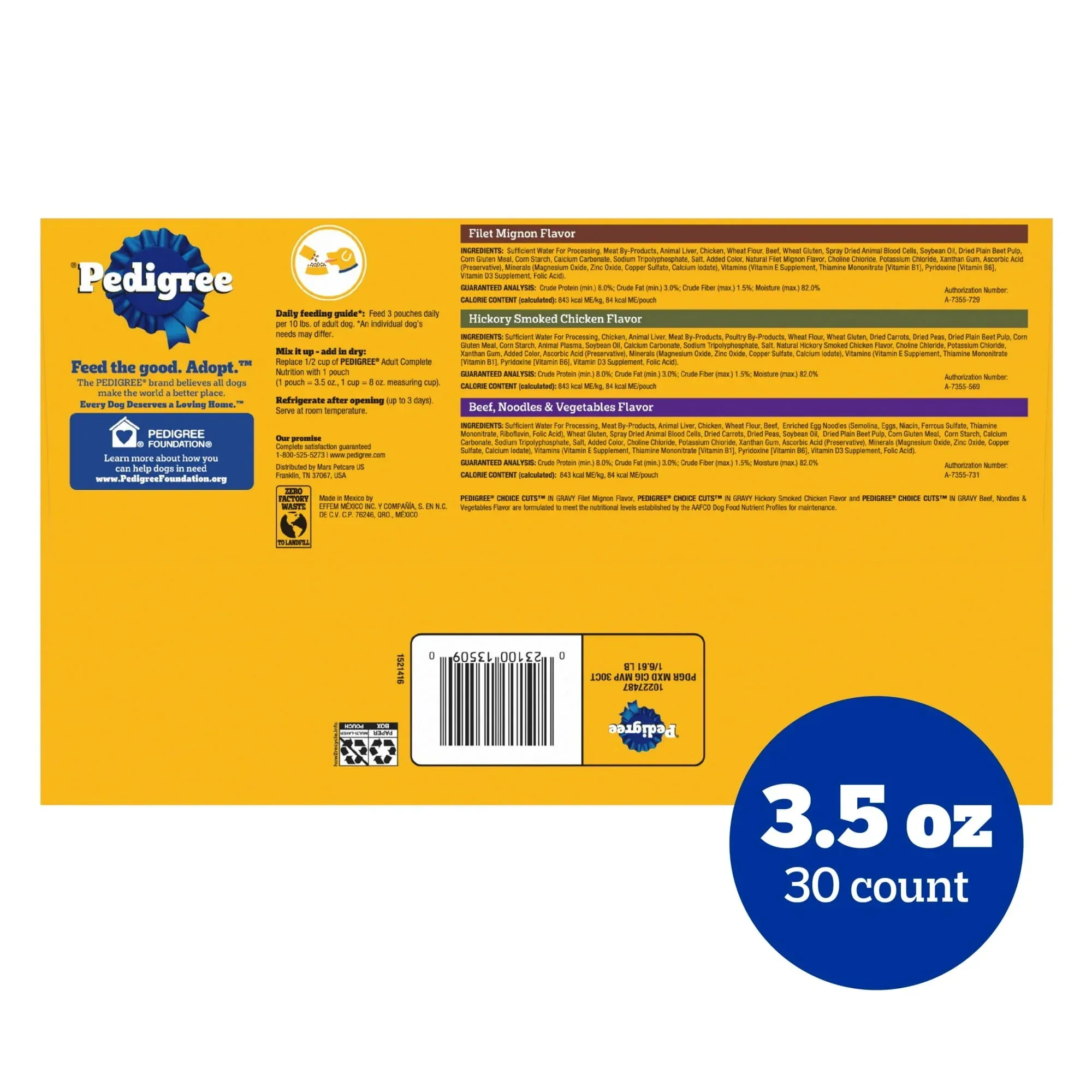 Pedigree Choice Cuts In Gravy Adult Soft Wet Dog Food Variety Pack, 3.5 oz Pouches, 30-Count - Image 9