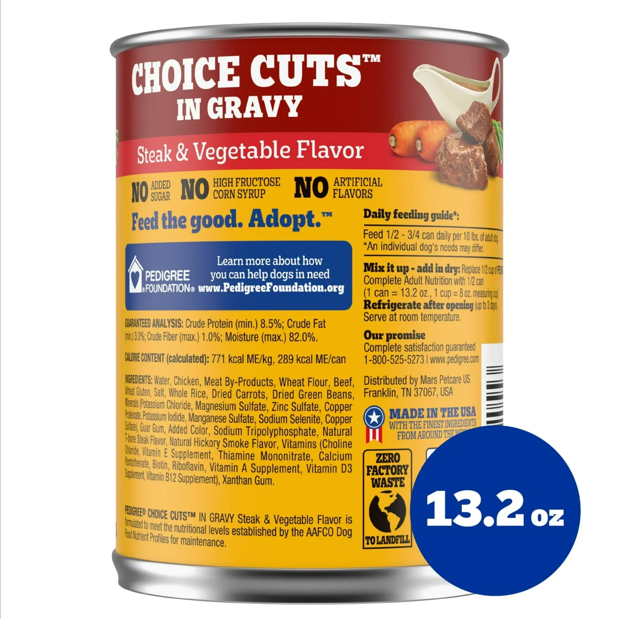 Pedigree Choice Cuts In Gravy Adult Wet Dog Food Steak & Vegetable Flavor, 13.2 oz Cans 12 Pack - Image 11