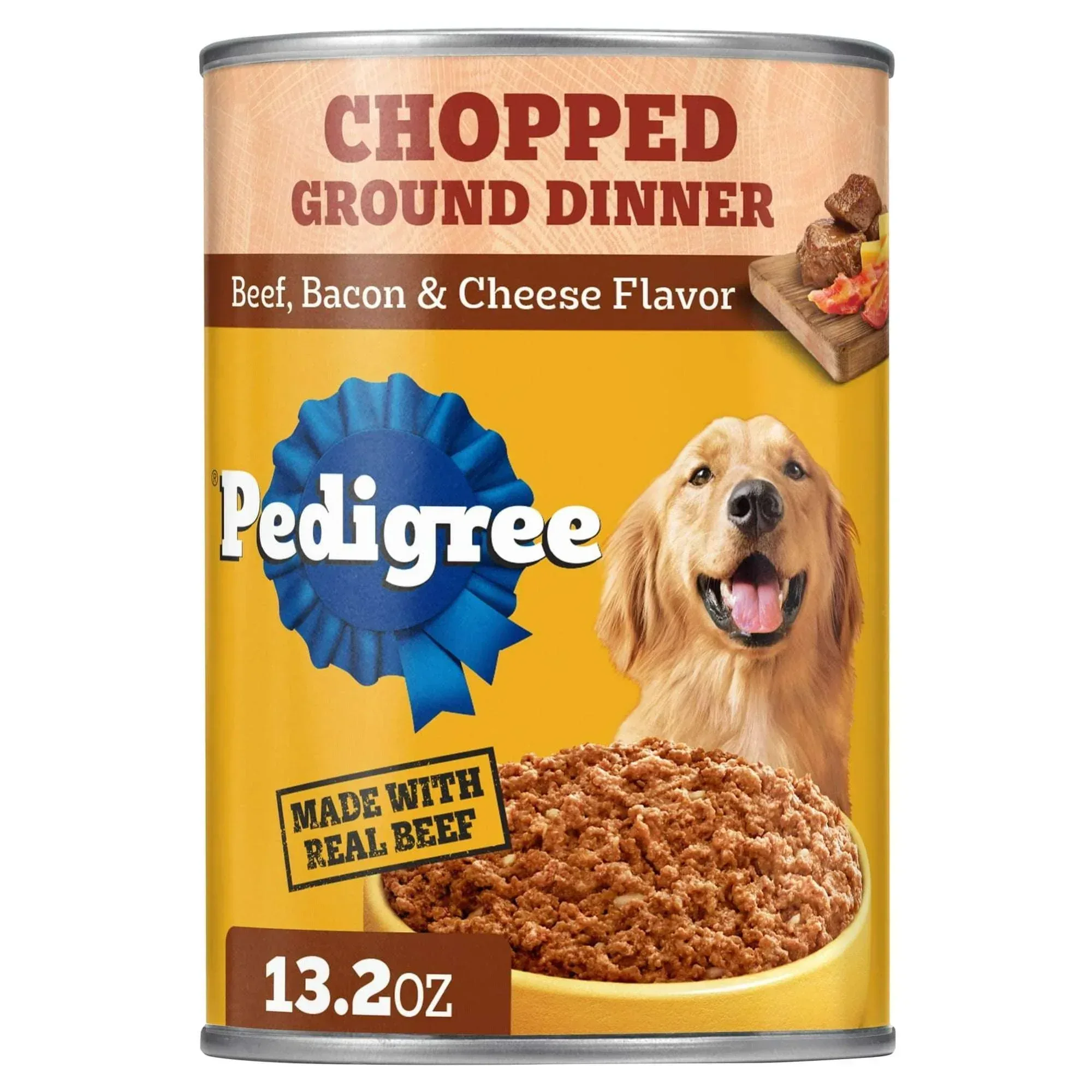 Pedigree Chopped Ground Dinner Beef Bacon & Cheese Flavor Adult Wet Dog Food, (12) 13.2 oz Cans - Image 13