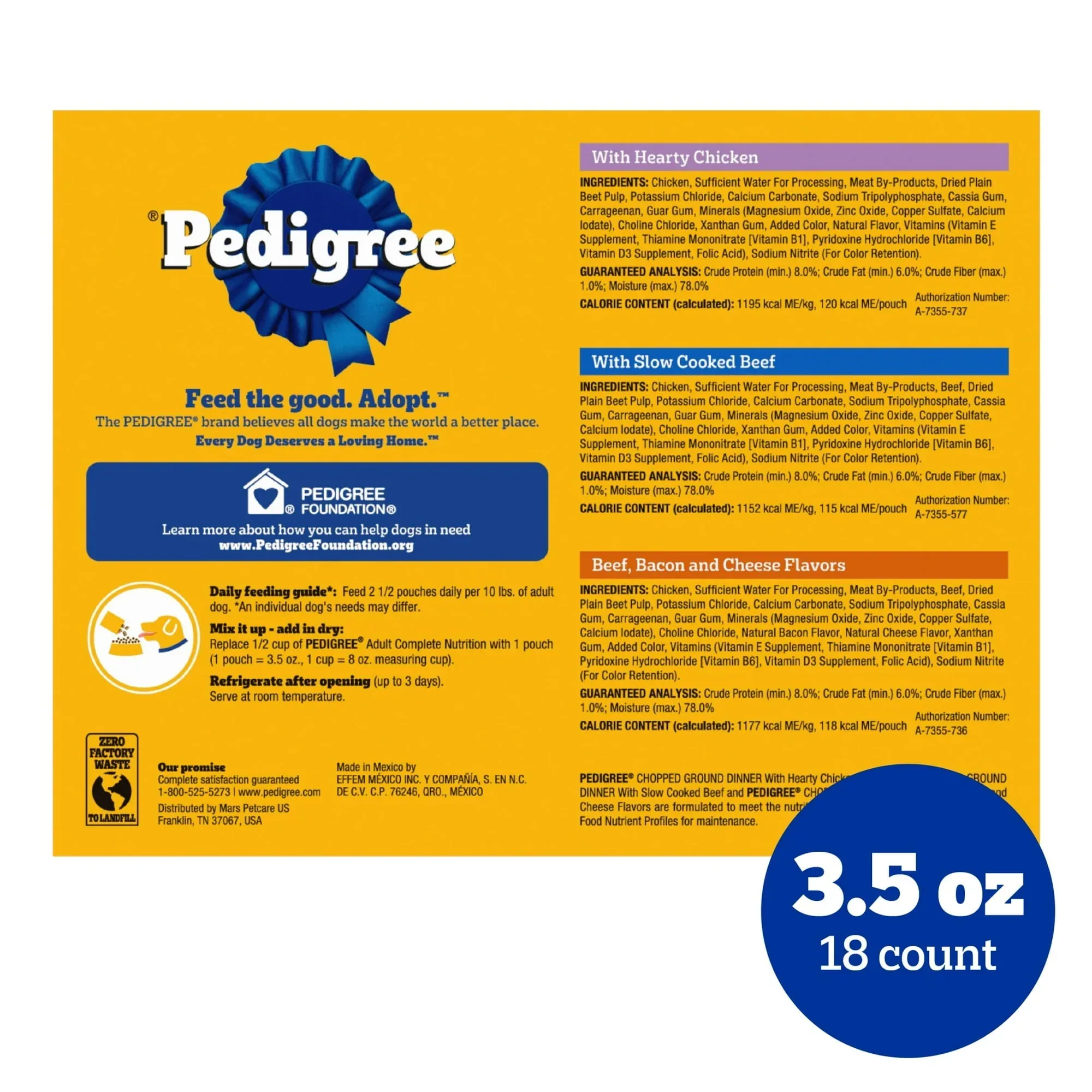 Pedigree Chopped Ground Dinner Cheese Variety Pack Adult Wet Dog Food, (18) 3.5 oz Pouches - Image 10