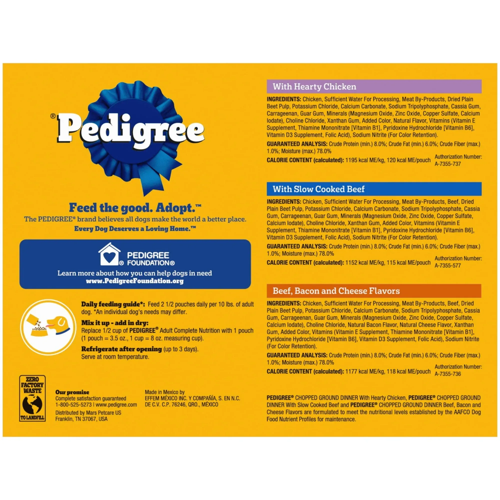 Pedigree Chopped Ground Dinner Cheese Variety Pack Adult Wet Dog Food, (18) 3.5 oz Pouches - Image 2
