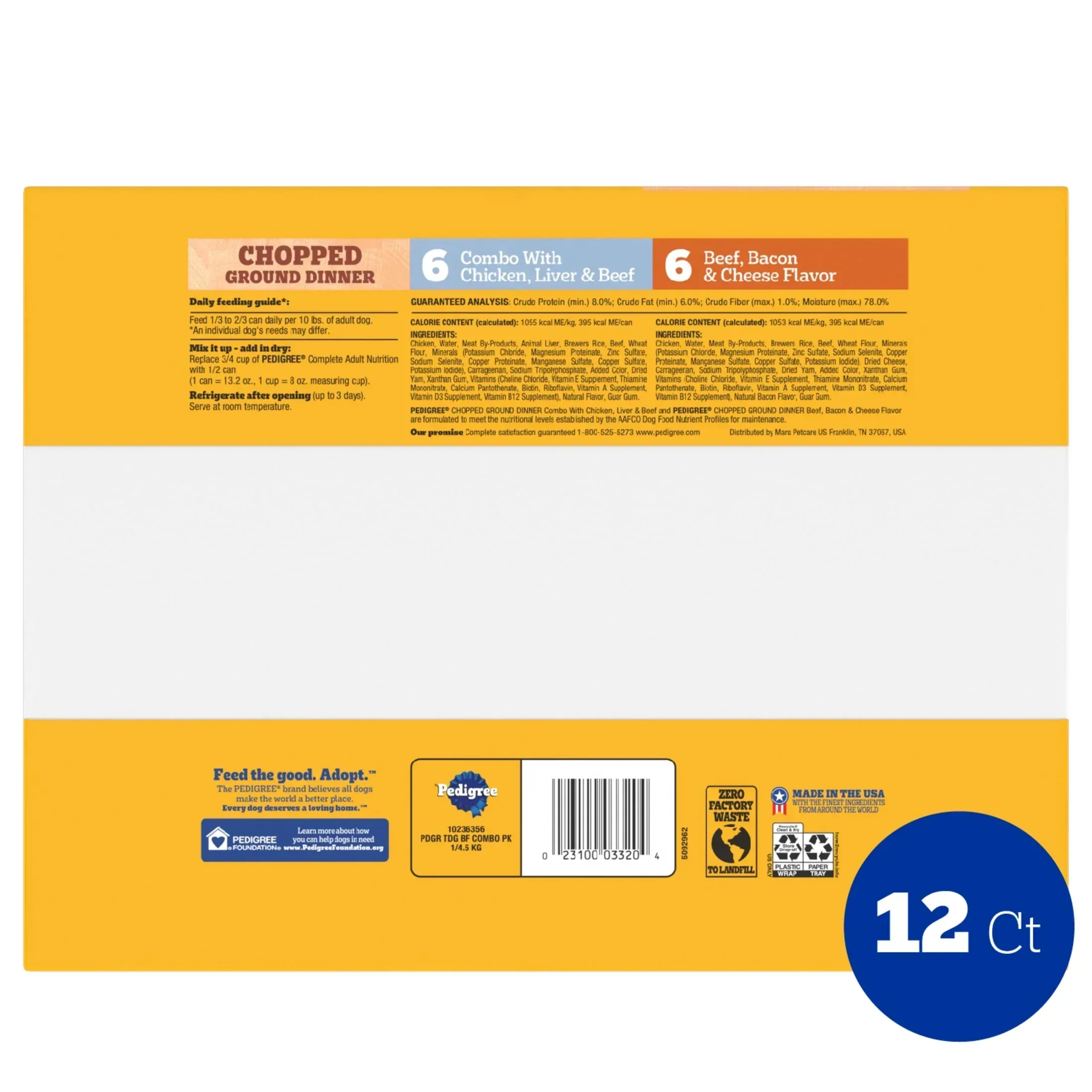 Pedigree Chopped Ground Dinner Chicken & Bacon Variety Pack Wet Dog Food, (12) 13.2 oz Cans - Image 10