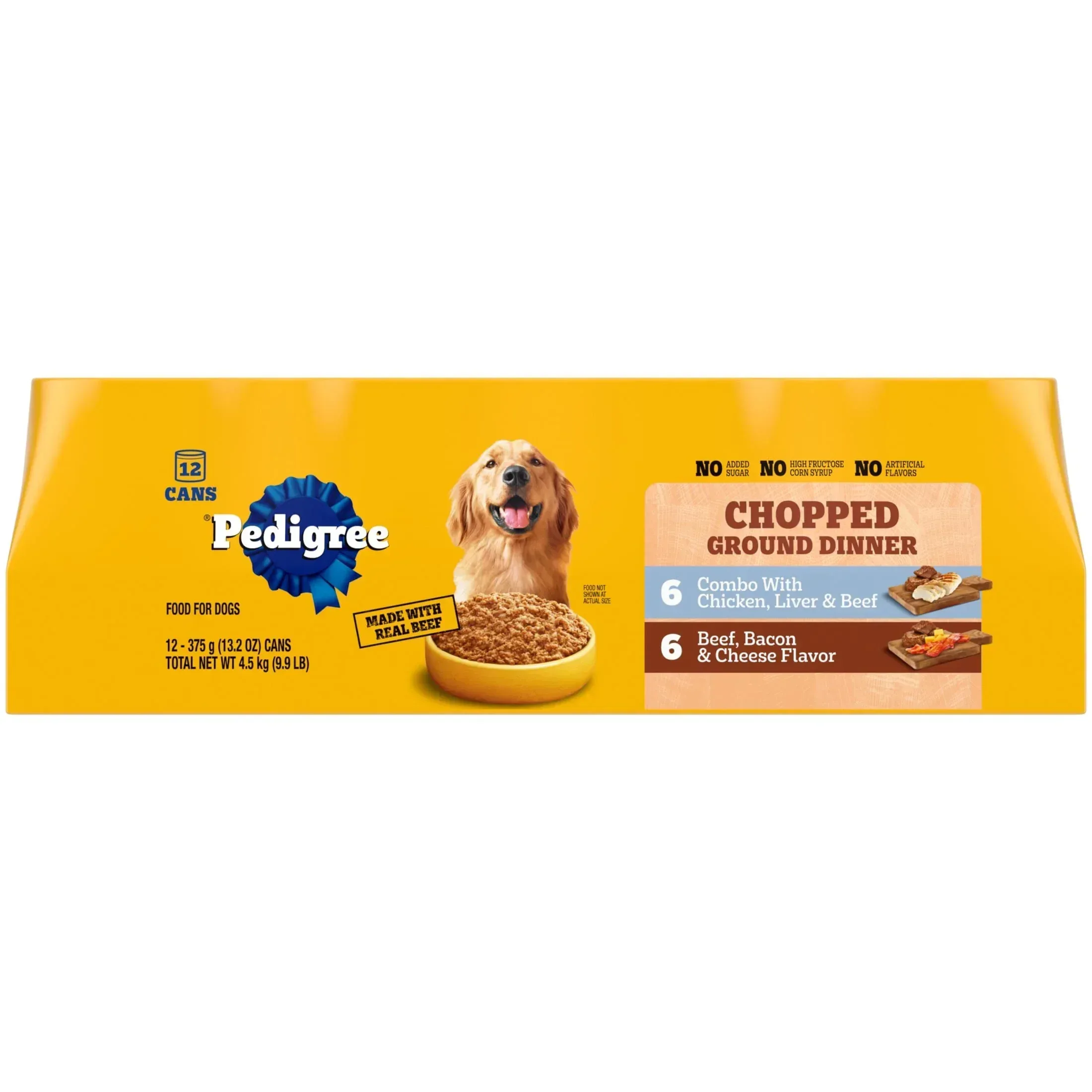 Pedigree Chopped Ground Dinner Chicken & Bacon Variety Pack Wet Dog Food, (12) 13.2 oz Cans - Image 2