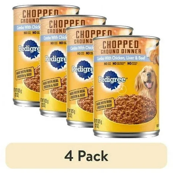 Pedigree Chopped Ground Dinner Chicken, Liver & Beef Adult Soft Wet Dog Food, (12) 22 oz Cans - Image 12