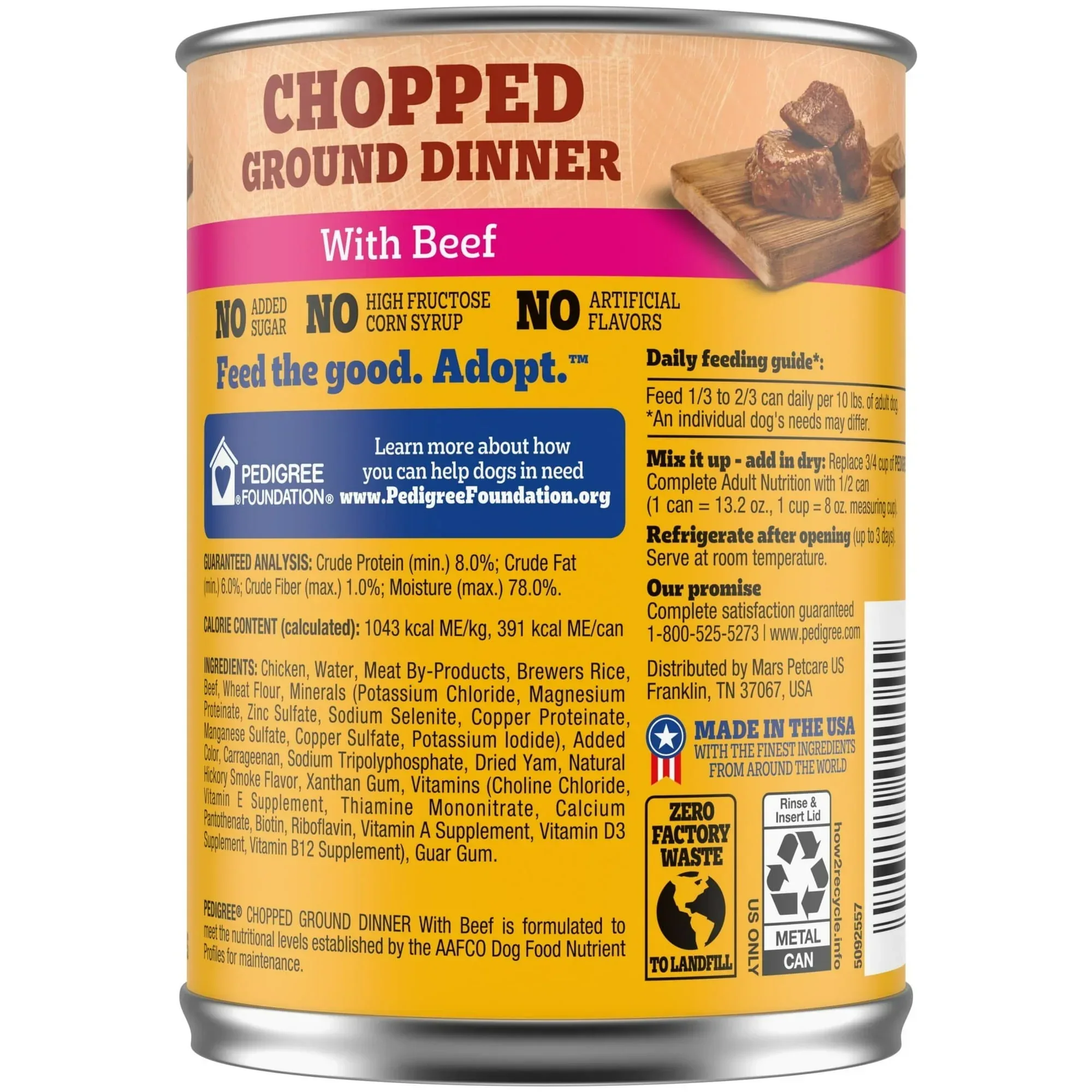 Pedigree Chopped Ground Dinner With Beef Adult Soft Wet Dog Food, (12) 13.2 oz Cans - Image 3