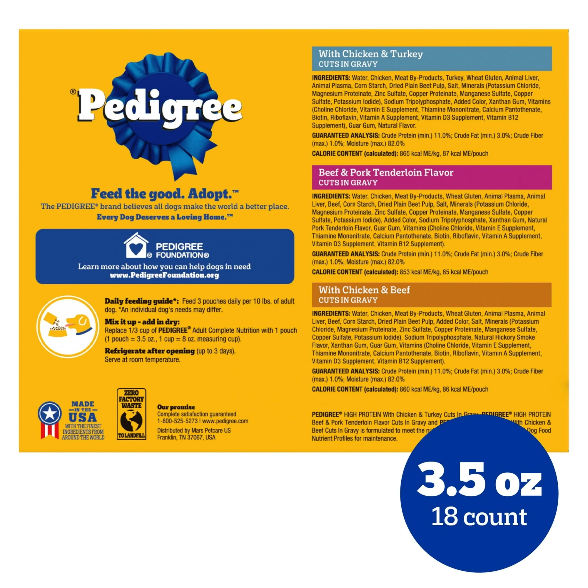 Pedigree High Protein Dog Food Wet Variety Pack Pouches, 3.5 oz. Pouches, 18 Count - Image 9