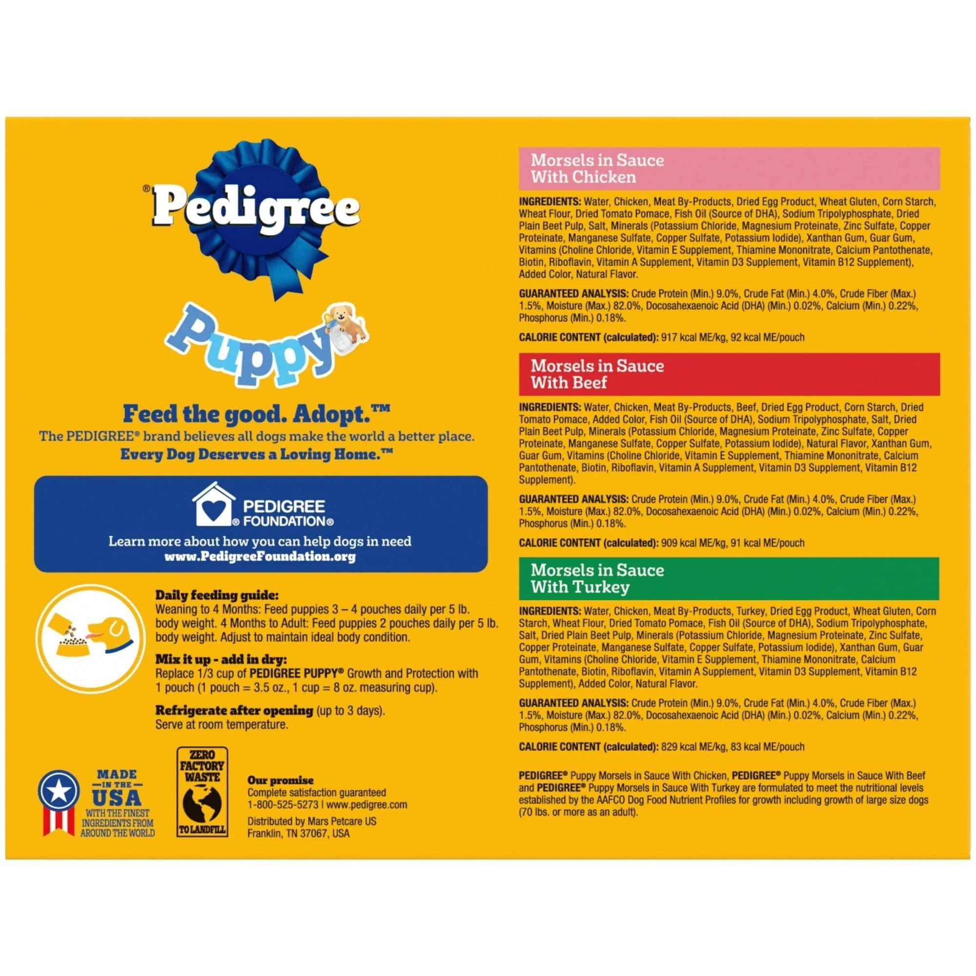Pedigree Puppy Food Morsels in Sauce, Wet Dog Food Variety Pack, 3.5 oz Pouches 18 Count (Pack of 2) - Image 2