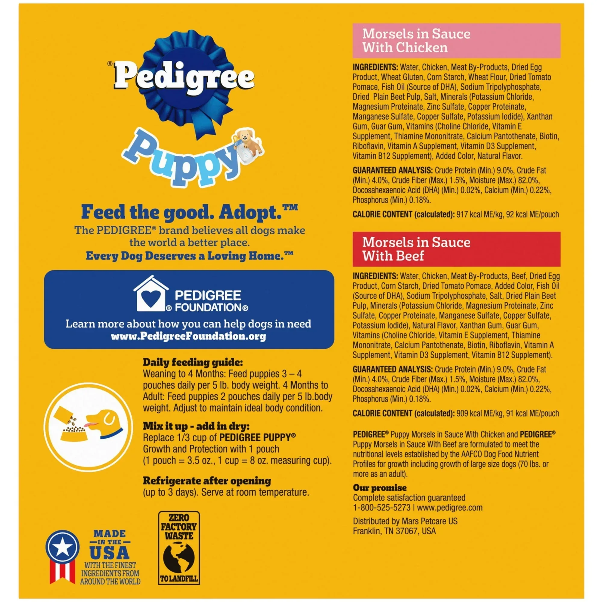 Pedigree Puppy Morsels Variety Pack Puppy Food, (8) 3.5 oz Pouch - Image 2
