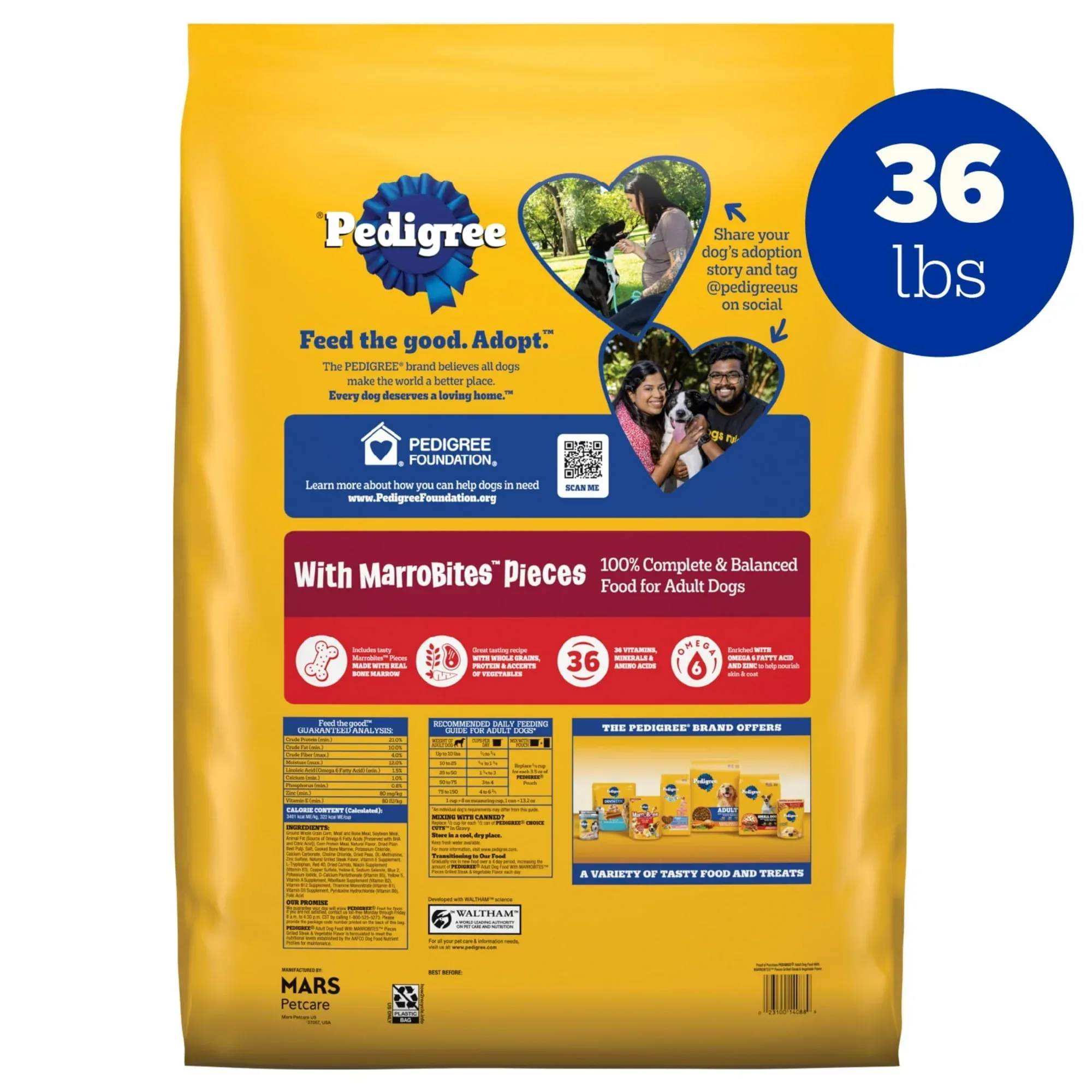Pedigree With MarroBites Pieces Adult Dry Dog Food, Grilled Steak and Vegetable Flavor, 36 lb. Bag - Image 2